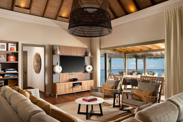 Vakkaru Maldives Four Bedroom Over Water Pool Residence Living area