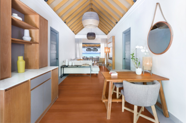 Vakkaru Maldives two-bedroom beach pool retreat living room overlooking the ocean