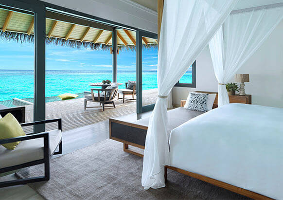 Beach front villas at Vakkaru Resort Maldives