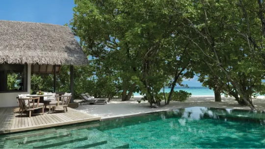 One bedroom deluxe beach pool residence at Vakkaru Maldives with private pool