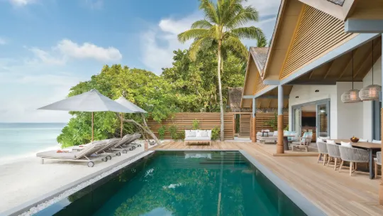 Four bedroom beach pool residence at Vakkaru Maldives with private pool and beach access