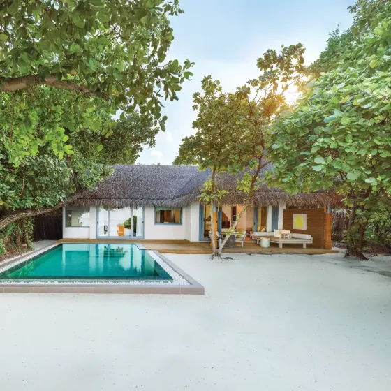 Beach pool villa at Vakkaru Maldives with private pool and tropical beach views