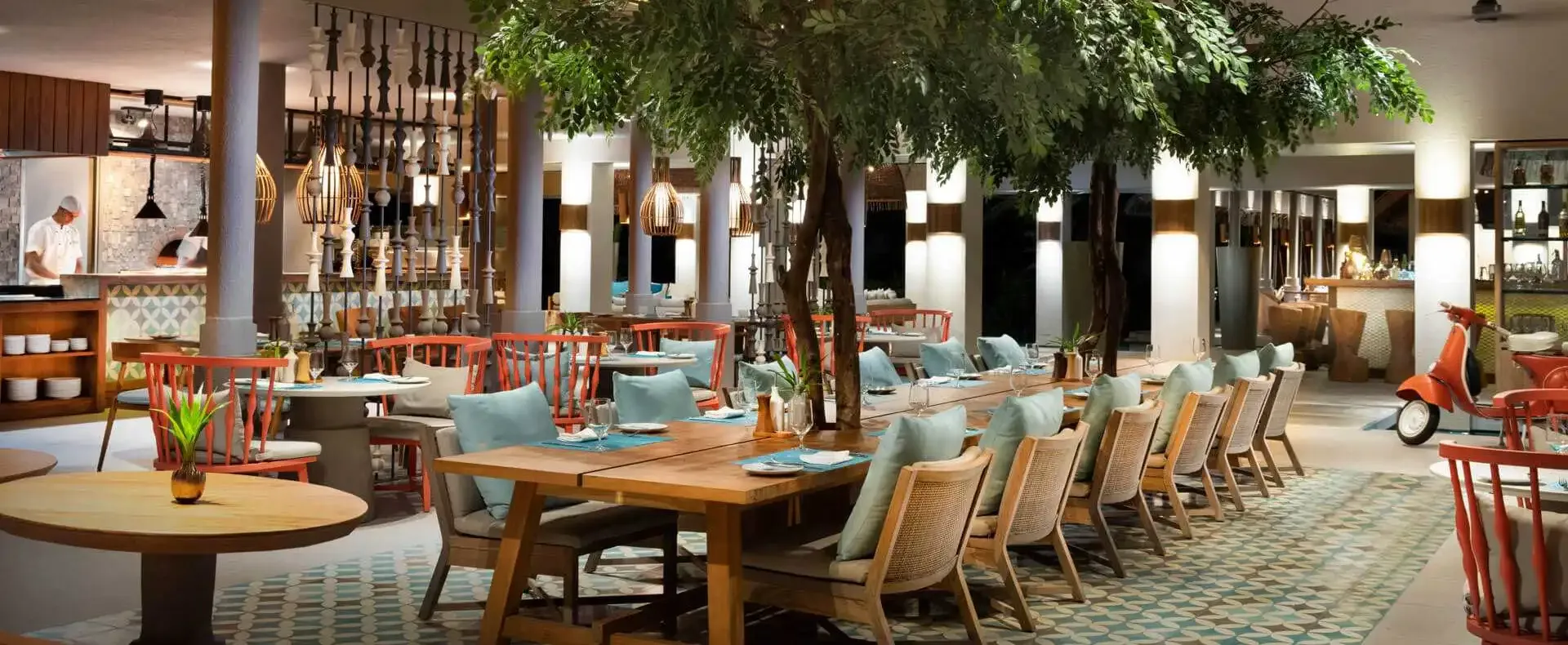 Italian poolside dining at Vakkaru Maldives with pasta and seafood dishes