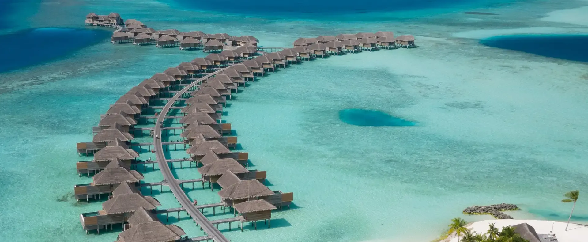 Overwater bungalows at Vakkaru Maldives in Baa Atoll.