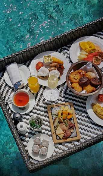 Floating breakfast served in a private pool